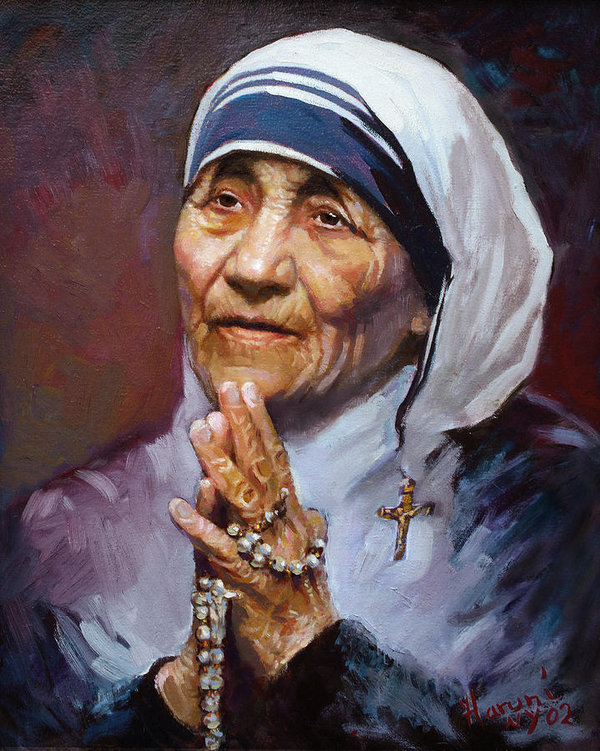 600x751 Mother Teresa Art Print By Ylli Haruni - Mother Teresa Painting