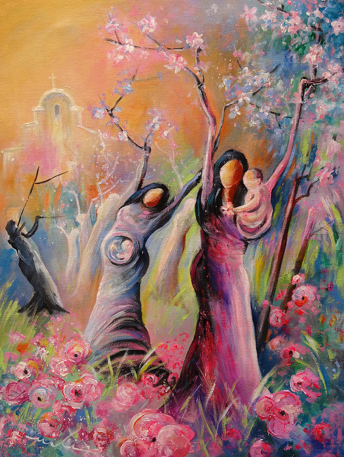 677x900 Joy Of Motherhood Painting By Miki De Goodaboom - Motherhood Painting