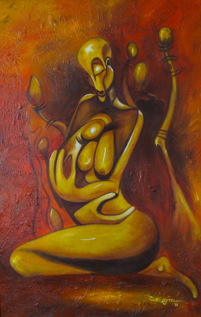 770x1213 Saatchi Art Joy Of Motherhood Painting By Charles Egornu - Motherhood Painting