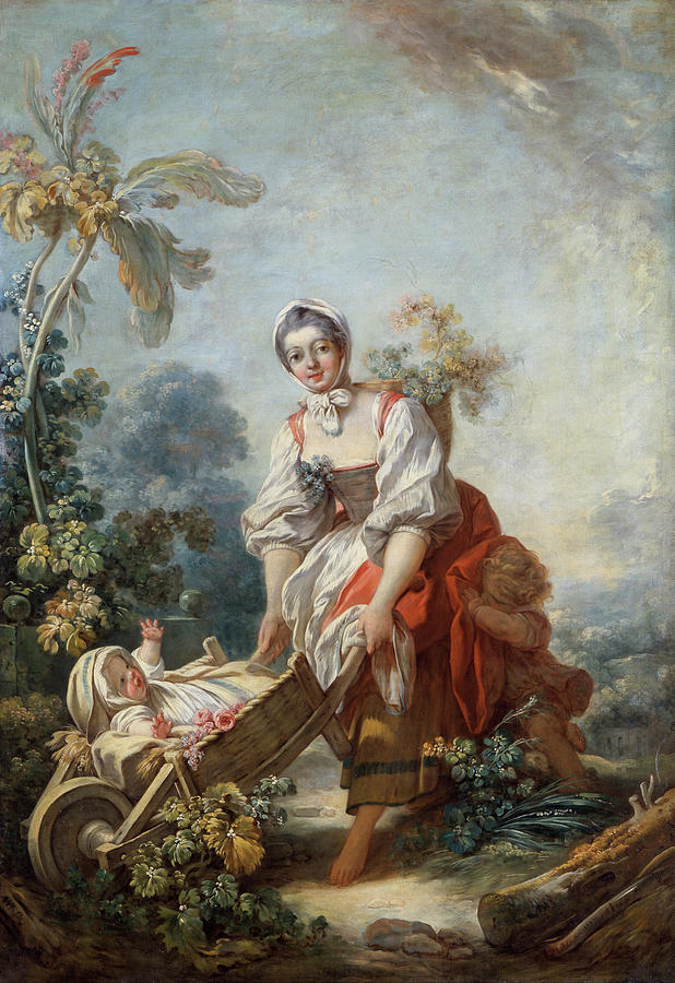 618x900 The Joys Of Motherhood Painting By Jean Honore Fragonard - Motherhood Painting