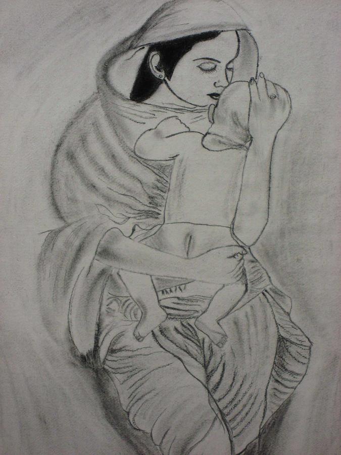 675x900 Mother's Love Painting By Resmi Salil - Mothers Love Painting