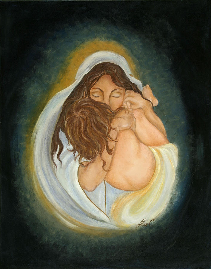 707x900 Mothers Love Painting By Radha Flora Cloud - Mothers Love Painting