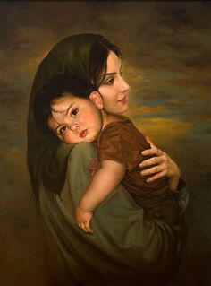 236x319 Beautiful Mother And Baby Drawing Rangoli Painting Portrait - Mothers Love Painting