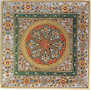 300x297 Indian Jaipur Marble Plate Decor Art Handmade Floral Motif - Motif Painting