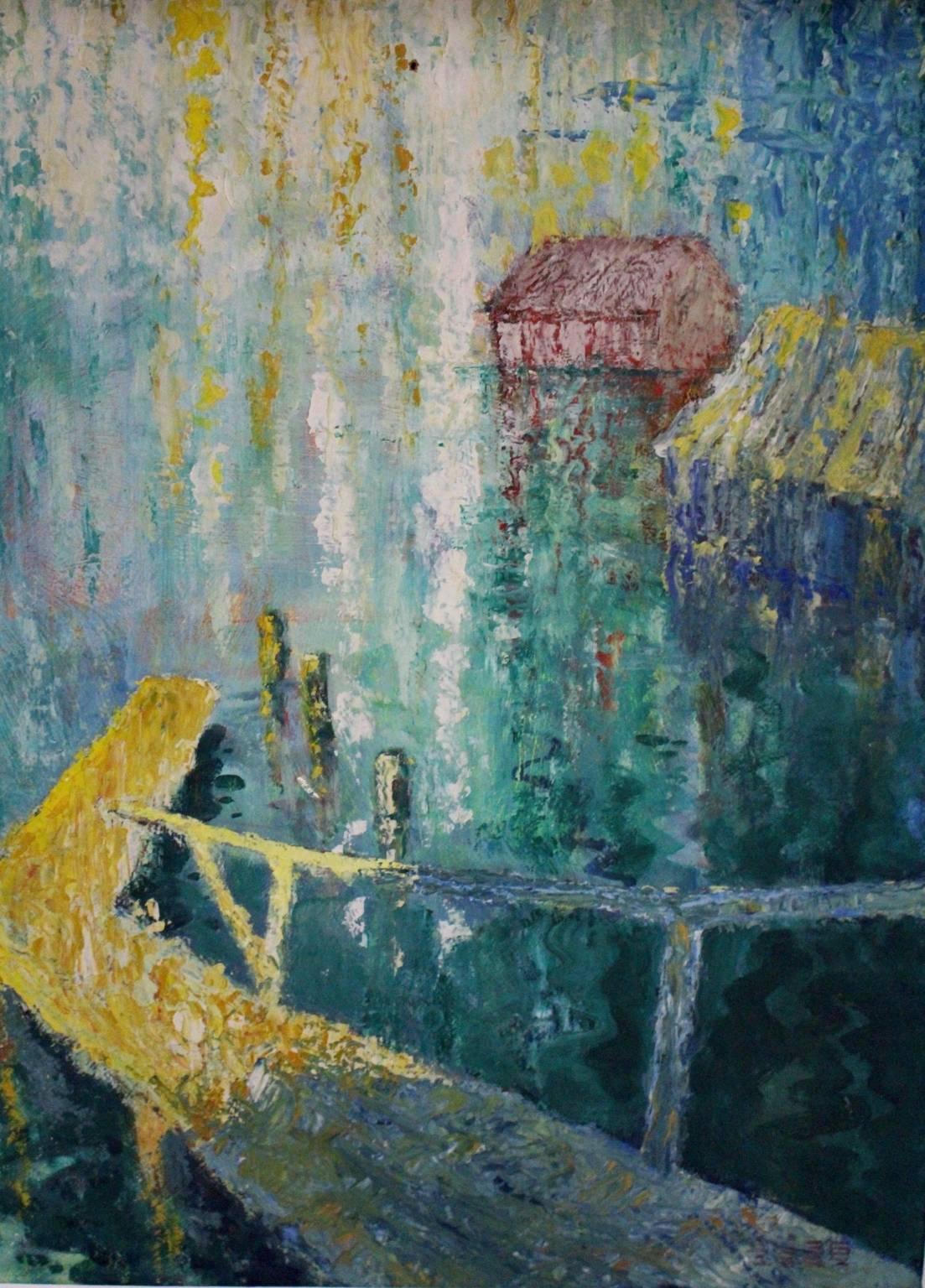 1103x1536 Oil Painting With The Motif Of The Ausseer See By Begg, 1967 - Motif Painting