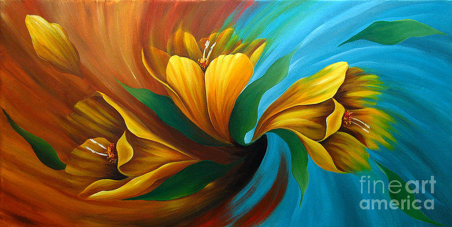 900x452 Tulip In Motion Painting By Uma Devi - Motion Painting