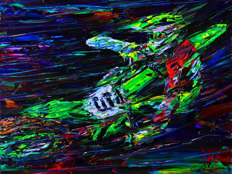 770x576 Saatchi Art The Green Whip Motocross Superstar Painting By Art - Motocross Painting