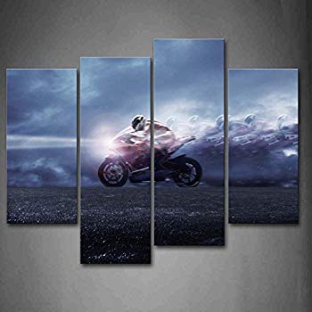 350x350 Firstwallart Blue Man Ride A Motorcycle Wall Art - Motorcycle Canvas Painting