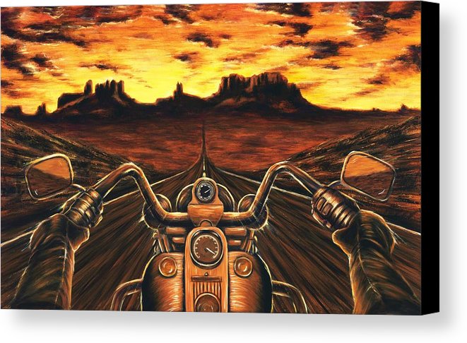 661x486 Motorcycle Sunset Canvas Print Canvas Art By Travis Knight - Motorcycle Canvas Painting