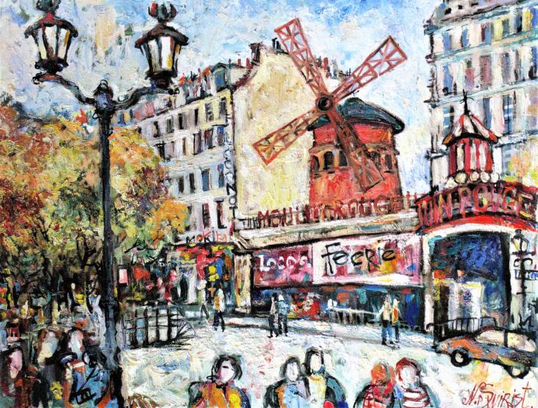 770x585 Saatchi Art Walk Near The Moulin Rouge. Painting By Nicolai Ostapenco - Moulin Rouge Painting