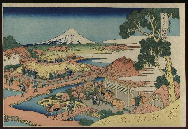 600x412 Hokusai 36 Views Of Mt Fuji Fuji Viewed From The Tea Plantation - Mount Fuji Painting Hokusai