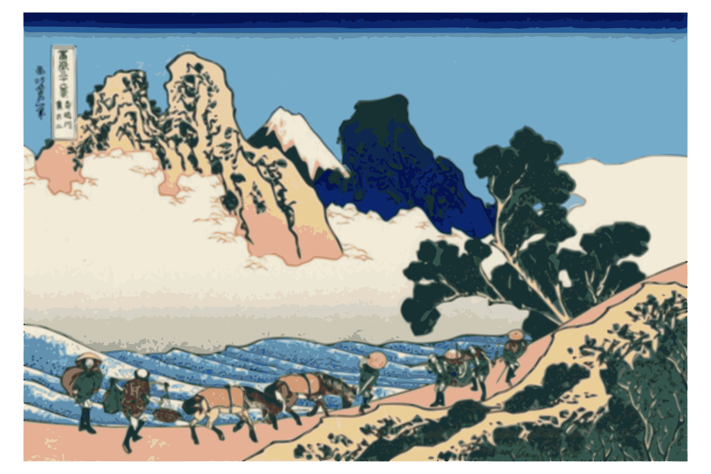 2400x1600 Clipart - Mount Fuji Painting Hokusai