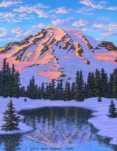 236x303 Mount Rainer National Park, Washington Paintings, Tulips, Paradise - Mount Rainier Painting