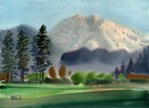 300x217 Mount Rainier In Evening Painting By Donald Maier - Mount Rainier Painting