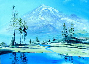300x219 Mt. Rainier Painting By Stefon Marc Brown - Mount Rainier Painting