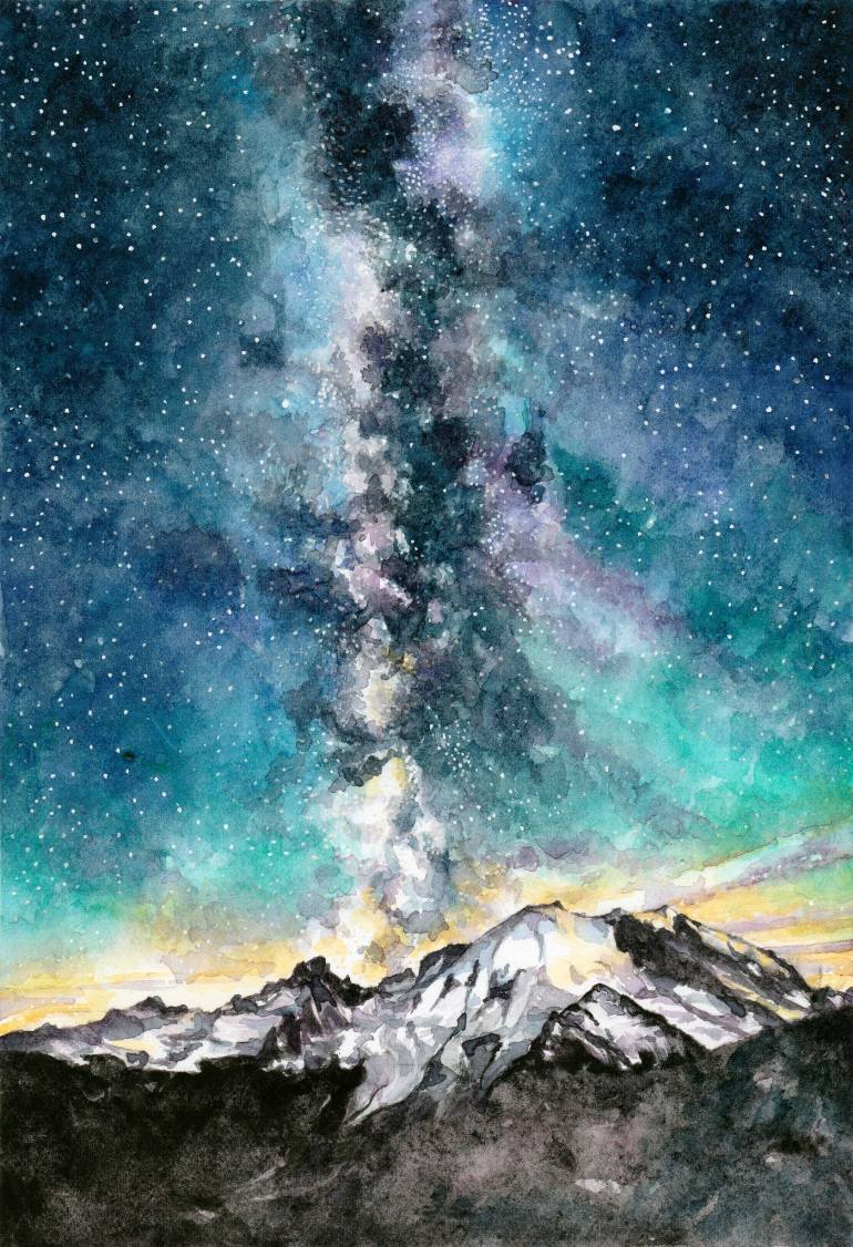 770x1126 Saatchi Art Mount Rainier National Park Painting By Rebecca Shapiro - Mount Rainier Painting