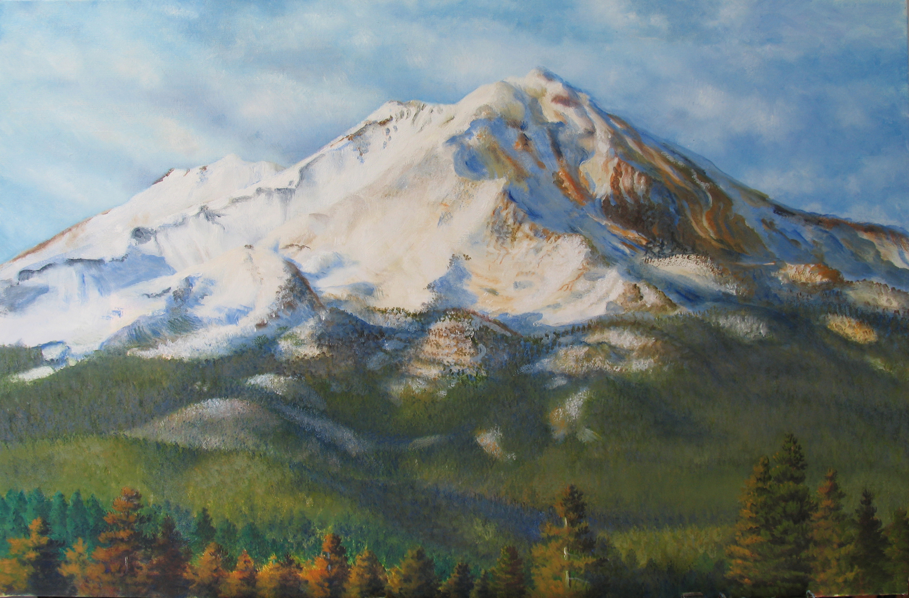 3016x1984 Oil Paintings Diana Wright Troxell - Mount Shasta Painting