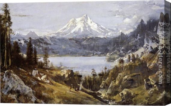 570x352 Thomas Hill Mount Shasta From Castle Lake Stretched Canvas - Mount Shasta Painting