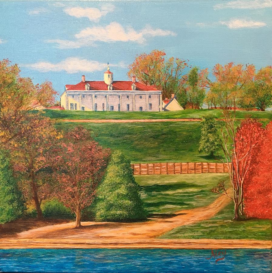 897x900 George Washington's Mount Vernon Painting By Aicy Karbstein - Mount Vernon Painting