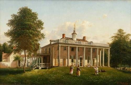 500x326 Joachim Ferdinand Richardt, Painting Of Mount Vernon, East Front - Mount Vernon Painting