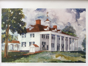 300x224 Mount Vernon, The Home Of General Washington, Vintage Painting - Mount Vernon Painting