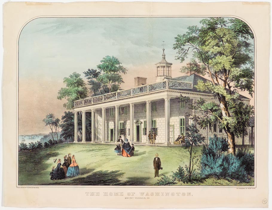 910x703 The Home Of Washington. Mount Vernon, Va, Currier Amp Ives - Mount Vernon Painting