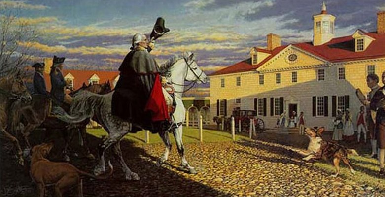 781x400 Washington Returns From The War To His Mount Vernon Home - Mount Vernon Painting