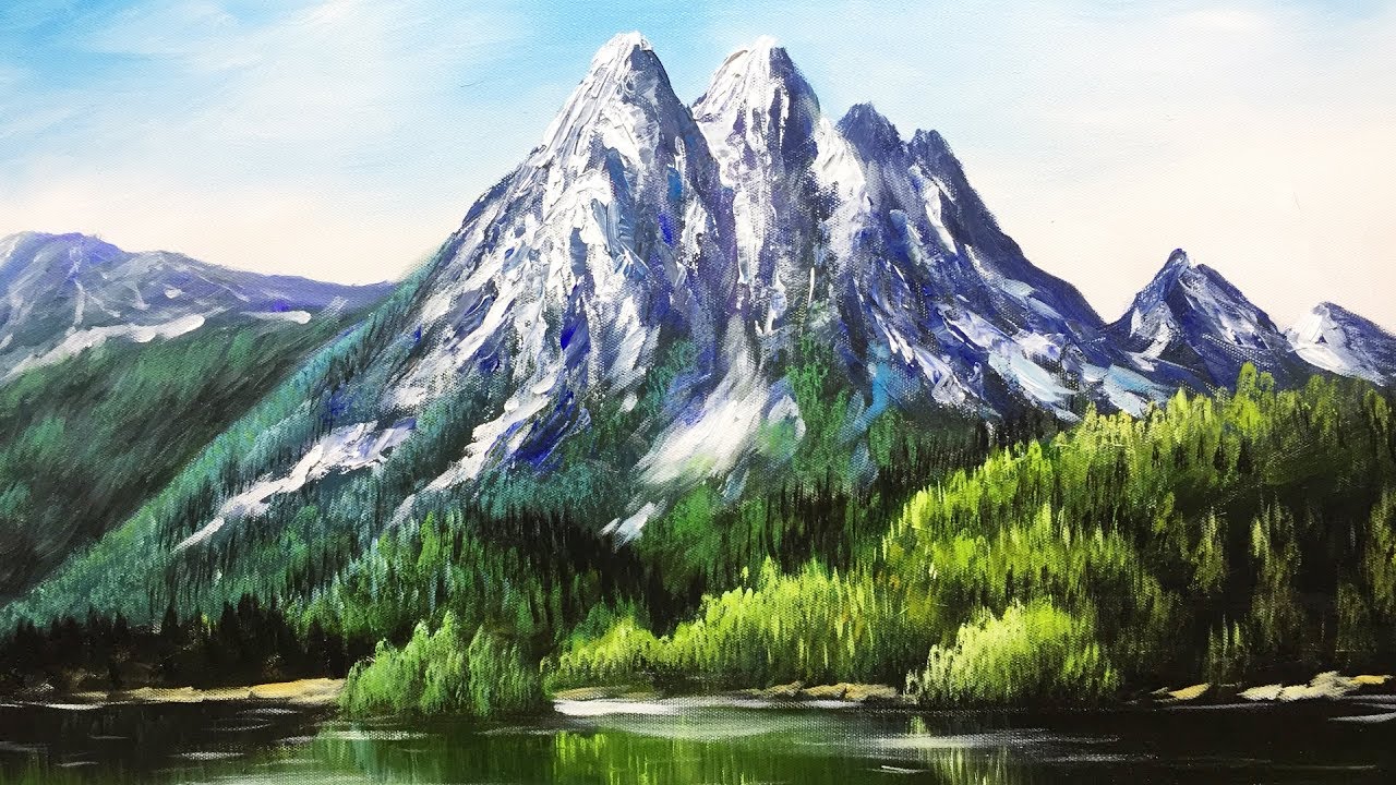 Легкие горы персонажи. Горный пейзаж художника Чекурова. Пейзаж по туториалу Боба Росса. Бельчев картины горы акрилом.