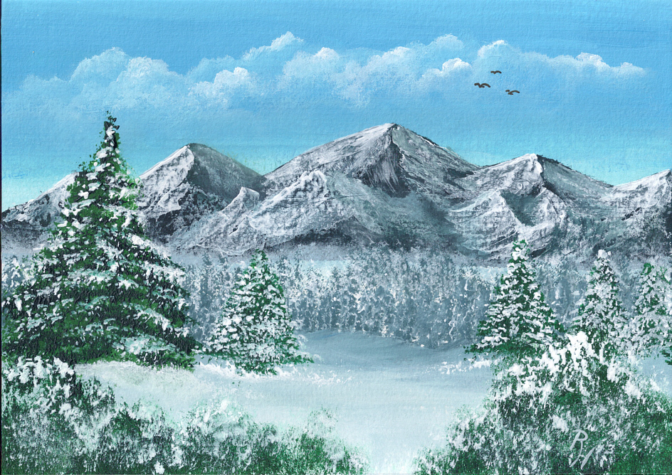 944x668 Winter In The Mountains Acrylic Painting Contemporary Art Blog - Mountain Acrylic Painting