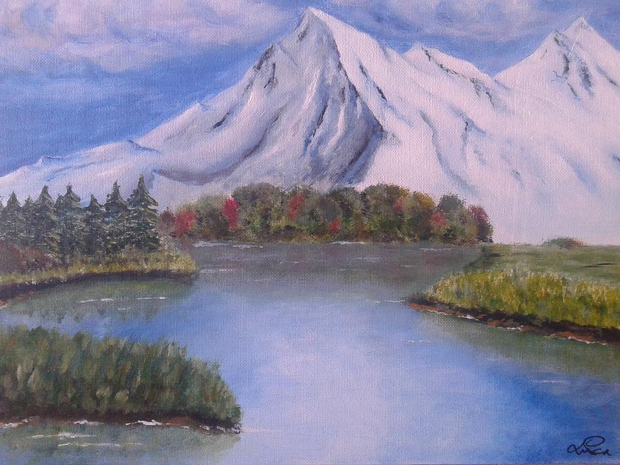 900x675 Mountain And Lake Painting By Luca Pisanu - Mountain And Lake Painting