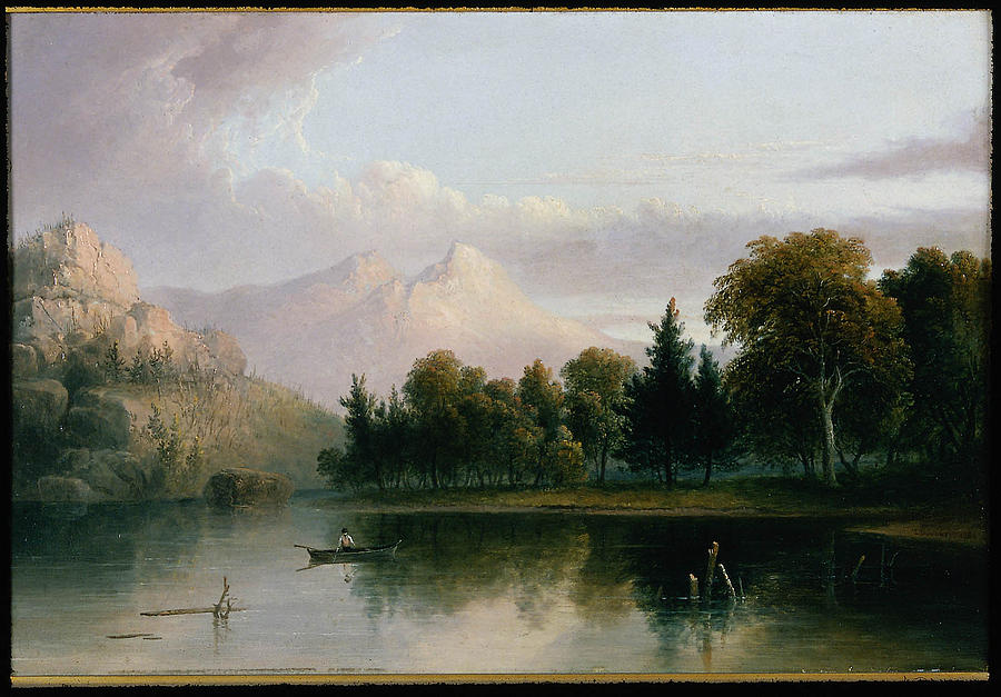 900x627 Mountain And Lake Painting By Motionage Designs - Mountain And Lake Painting