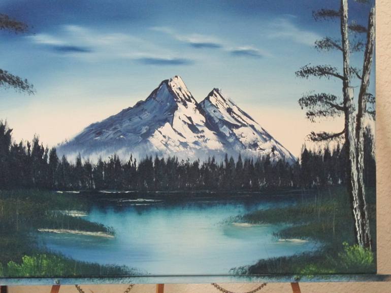 770x578 Saatchi Art Blue Mountain Lake Pond Painting By Rodney Gilmore - Mountain And Lake Painting