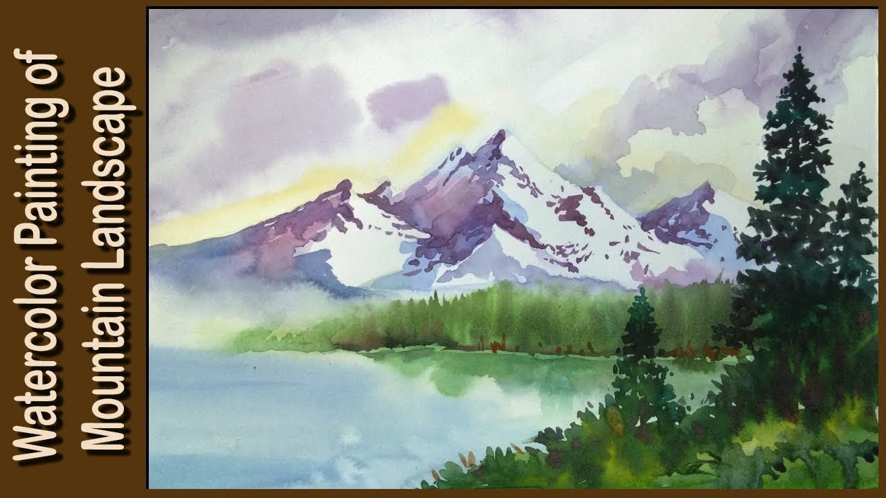 1280x720 Watercolor Painting Watercolor Tutorial Of Simple Mountain - Mountain And Lake Painting