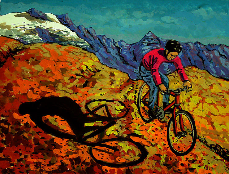 740x561 Mountain Bike Painting By Javier Molina - Mountain Bike Painting