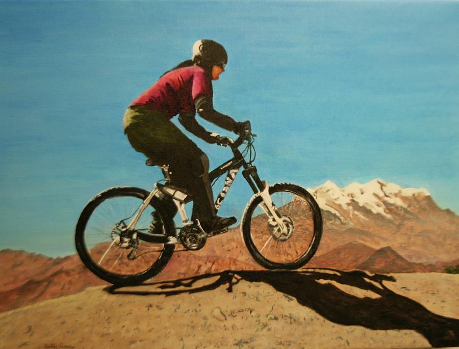 900x685 Mountain Bike Ride In Bolivia Painting By Betty Anne Mcdonald - Mountain Bike Painting