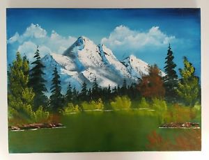 300x230 Lot Of 5 Vintage Canvas Paintings Mountain Lake 18 X 24 Ebay - Mountain Canvas Painting