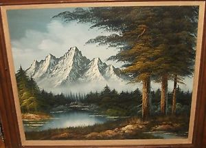 300x215 Rozario Snow Mountain River Landscape Oil On Canvas Painting Ebay - Mountain Canvas Painting