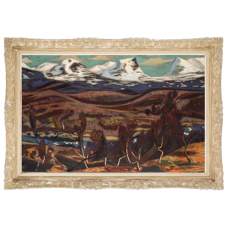 740x740 Rune Hagman Oil On Canvas Painting, Mountain Landscape Eron - Mountain Canvas Painting