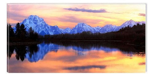 500x250 Startonight Canvas Wall Art Mountain Mirror, Landscape Usa Design - Mountain Canvas Painting