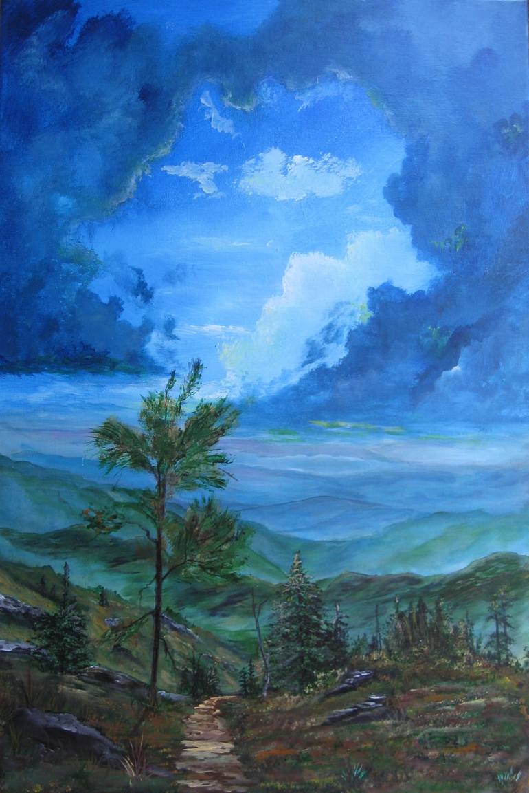 770x1153 Saatchi Art Smokey Mountain High Painting By Laura Mahoney - Mountain High Painting