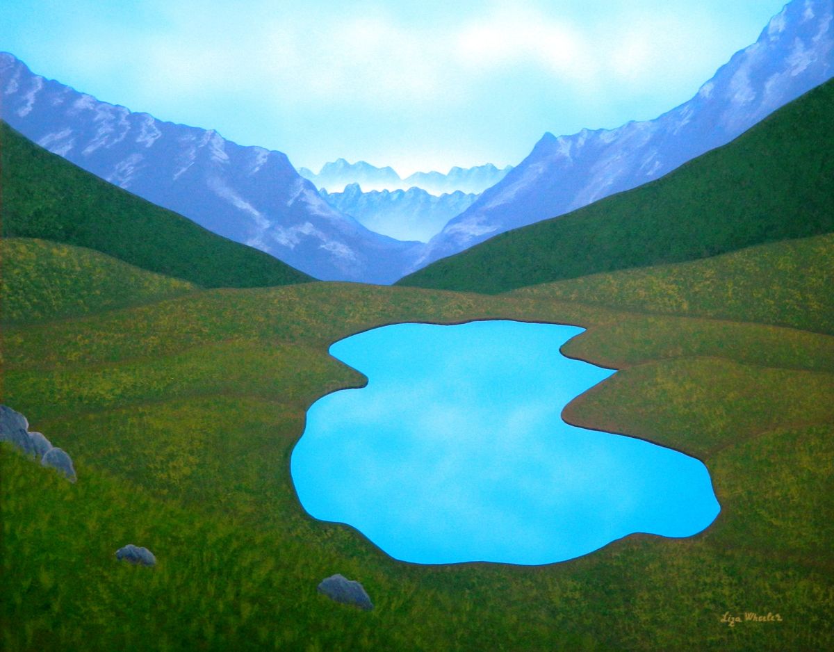 1200x938 Land Of Dreams - Mountain Lake Painting