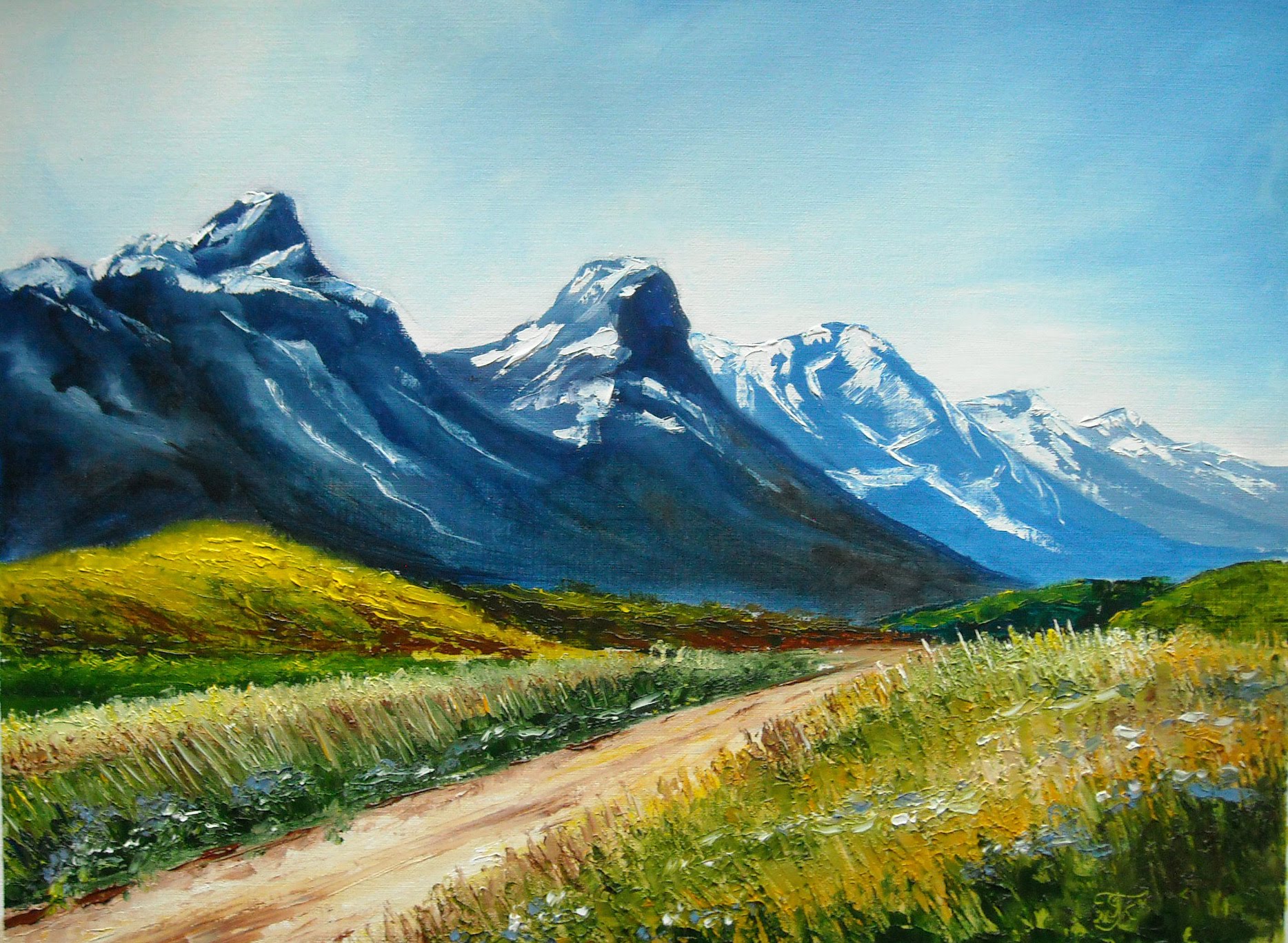 1868x1368 Oil Painting By Lana Kanyo Landscape With Mountains - Mountain Landscape Painting