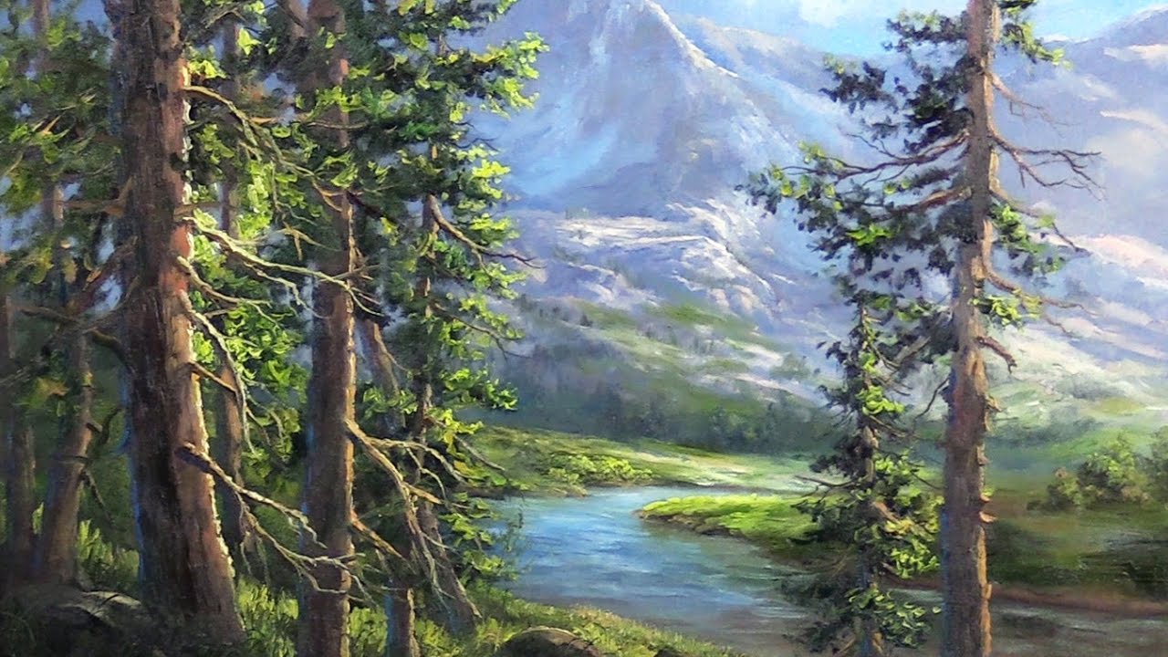 1280x720 The Hidden Mountain Landscape Painting - Mountain Landscape Painting