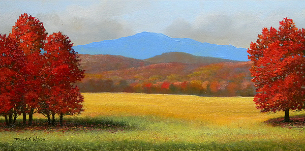 600x297 Green Mountain Landscape Painting By Frank Wilson - Mountain Landscape Painting