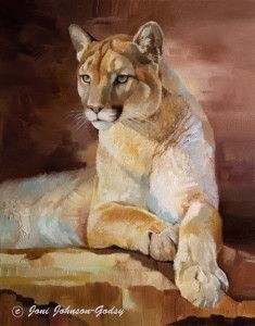 235x300 Original Oil Painting Of Mountain Lion - Mountain Lion Painting