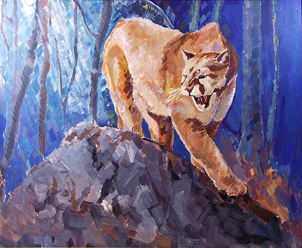 600x492 Pictures Mountain Lion Paintings, - Mountain Lion Painting