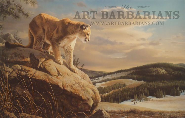 750x479 Mountain Lion Paintings Vantage Point - Mountain Lion Painting