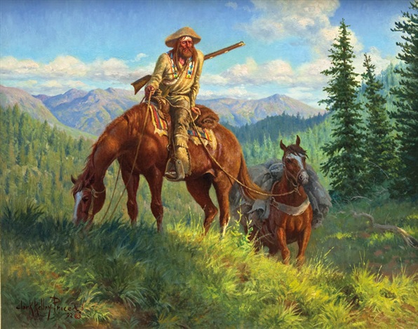 596x470 Mountain Man And Pack Horse By Clark Kelley Price On Artnet - Mountain Man Painting