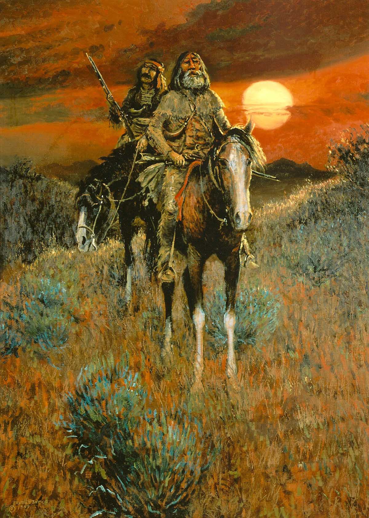 1200x1681 Sunset Of The Mountain Man 36x51 Original Oil Paintings Ernest - Mountain Man Painting