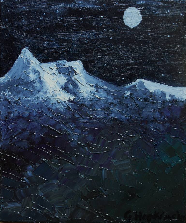 770x922 Saatchi Art Mountains - Mountain Night Painting